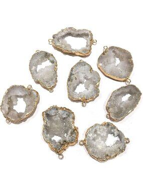 Natural Agate Geode Crystal Druzy Connectors & Pearl Links for DIY Jewelry (5
